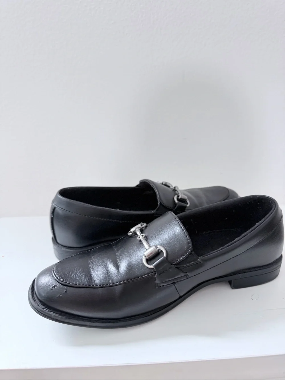 Boys Size 3 Black Horsebit Loafers Slip On Dress Shoes Formal School Church